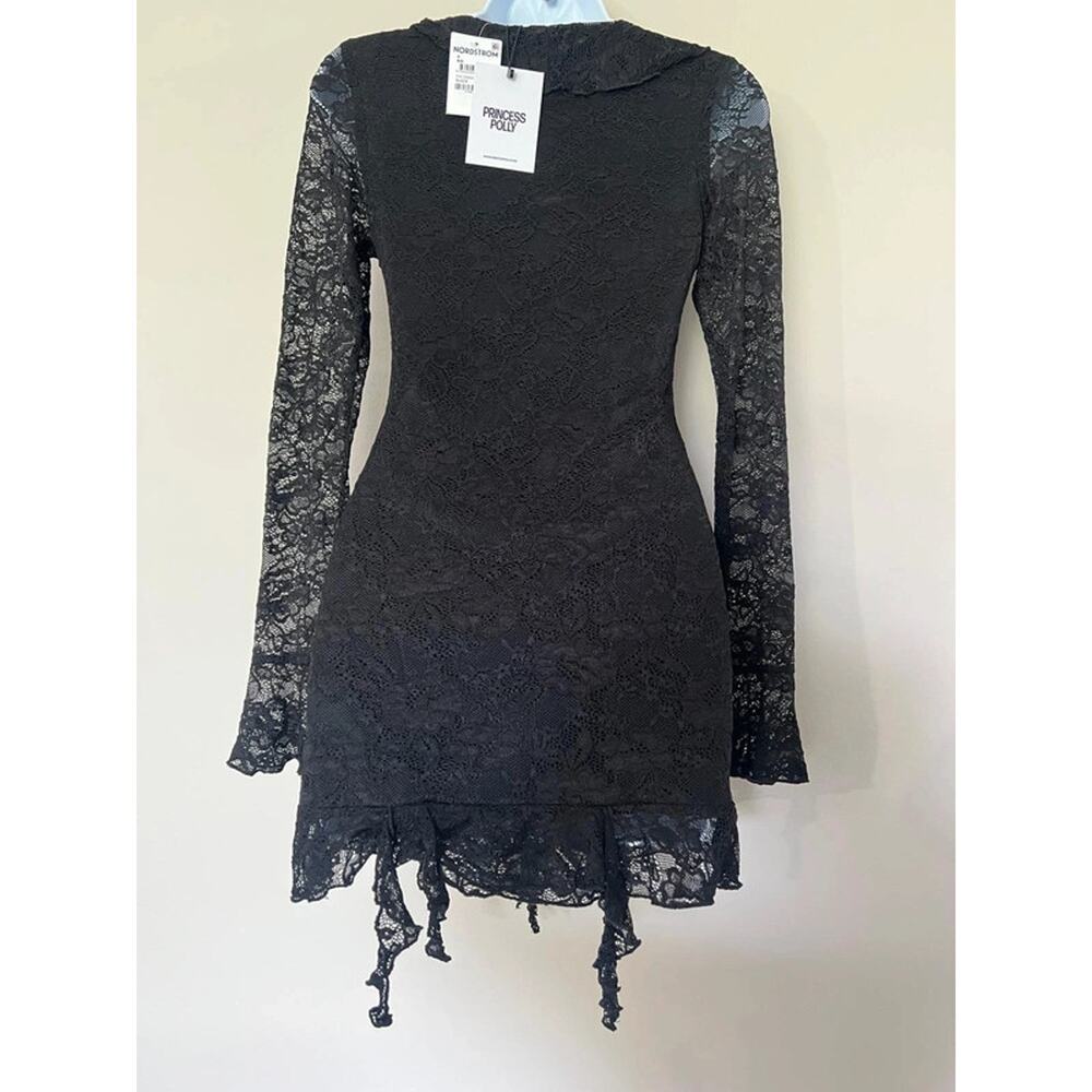 Princess Polly Black Lace Long Sleeve Mini Dress Size 4 NWT #342